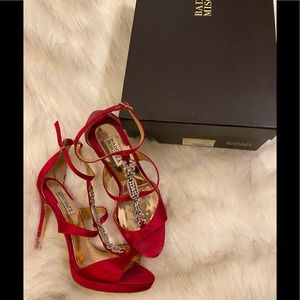 Badgley Mischka Pilar heels in red satin